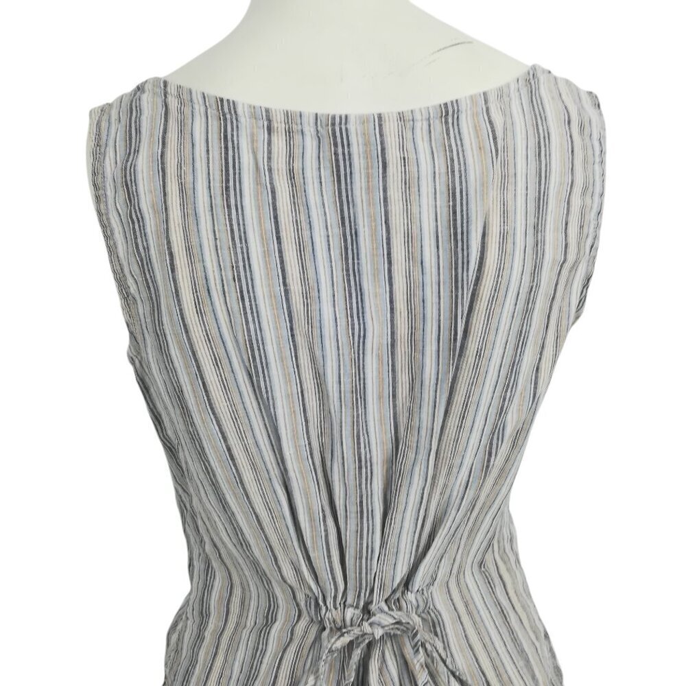 TSD Two Star Dog 100% Linen Striped Sleeveless Button Front Blouse Size S Blue - Picture 11 of 15